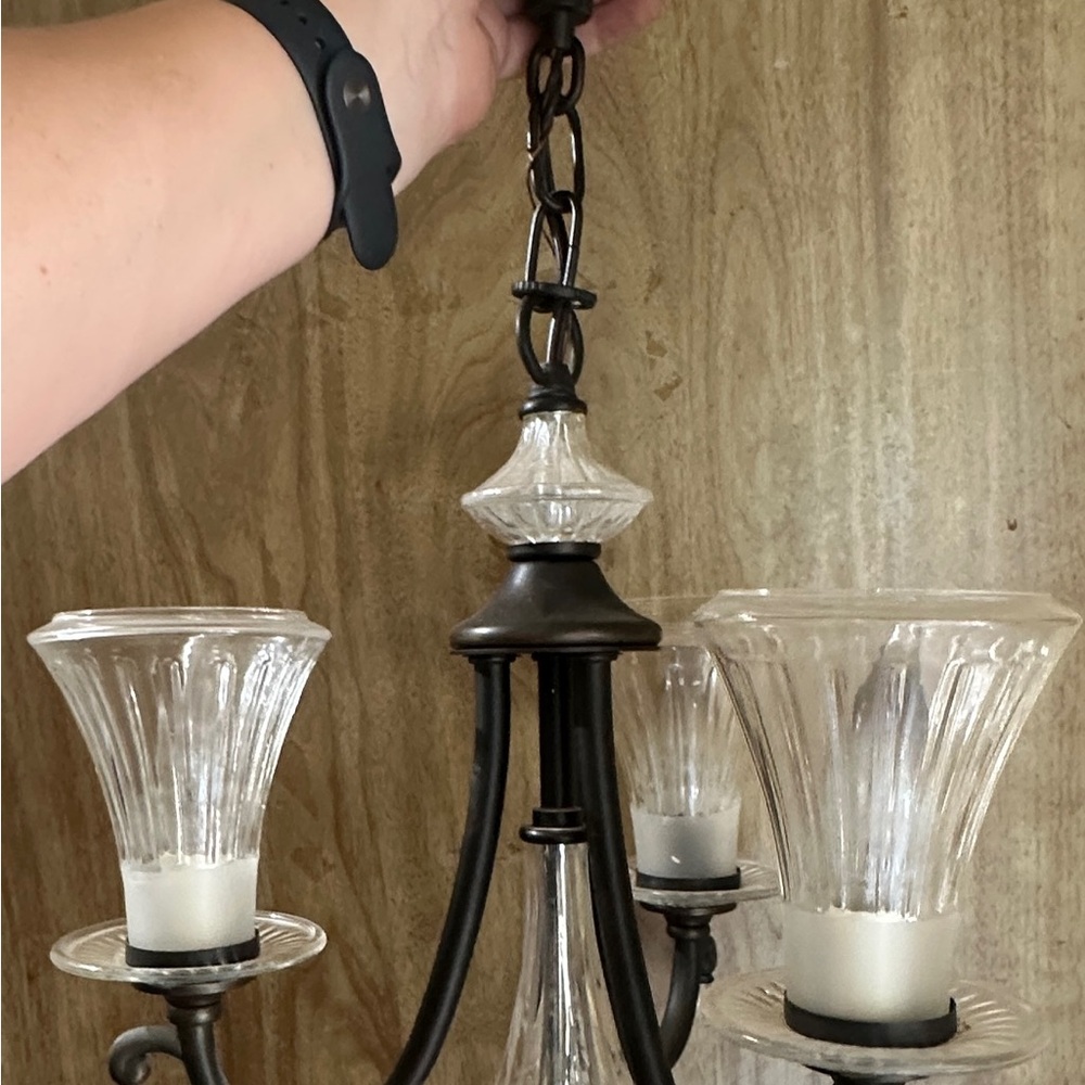 Elegant Black and Clear Glass Chandelier